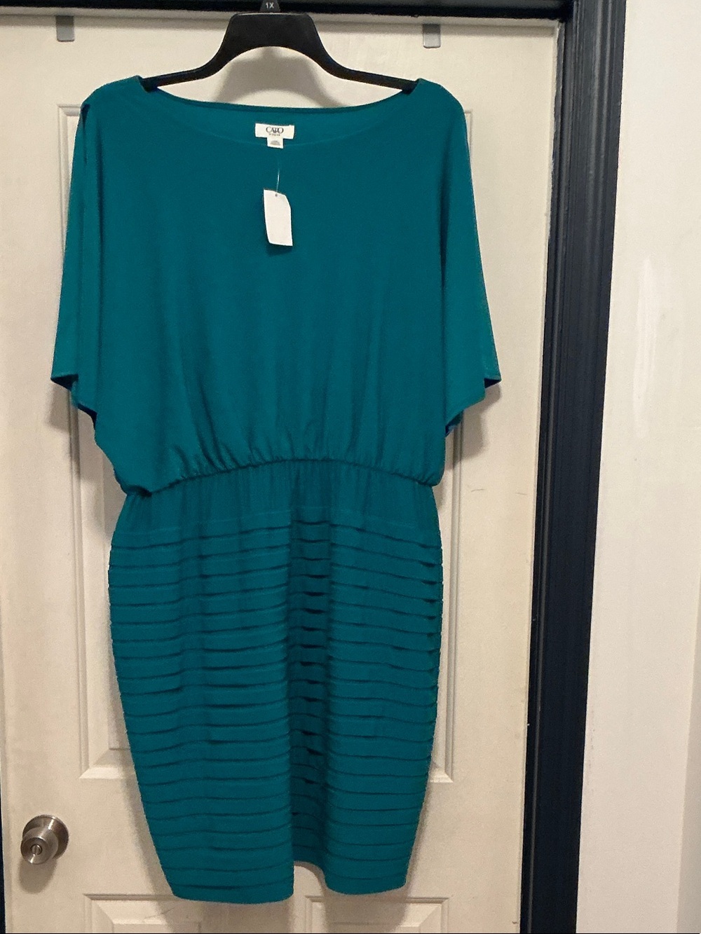 Cato Teal Midi Dress with Elastic Waist